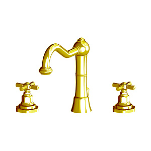 GATTONI TRD Смеситель для раковины на 3 отверстия, ручки Paris, высота излива 139 мм., с донным клапаном, цвет золото 24 К