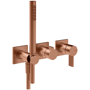 Gessi Inverso Rigato Смеситель для душа, настенный, с переключателем и ручным душем, цвет: Copper Brushed PVD
