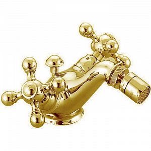 CISAL Arcana Ceramic Смеситель двухвентильный для биде на 1 отверстие с донным клапаном, цвет: золото 