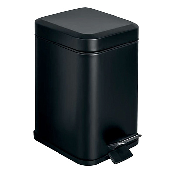 Colombo Black&White Ведро для мусора 3л, с крышкой и педалью, цвет: чёрный матовый