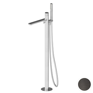Newform Steel Line Смеситель для ванны, напольный, с ручным душем, цвет: pvd brushed gun metal