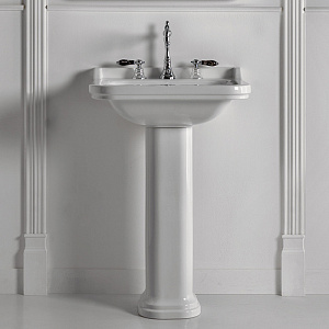 Waldorf Раковина 60х55 см, 3 отв., с пьедесталом, цвет: белый/хром