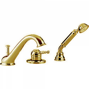 CISAL Arcana Royal Смеситель однорычажный на борт ванны на 3 отверстия,излив 200 мм, цвет: золото 