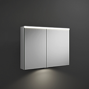 BURGBAD Iveo  Зеркальный шкаф с подсветкой , 90.8х68х16см, свет. 1 выкл. стекл полки, 2 зеркальн двери с обеих сторон, зеркальная поверхность