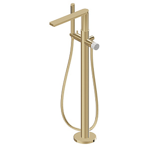 Newform Ionika allure bagno Напольный прогрессивный смеситель (внешняя часть) для ванны с ручным душем, цвет: PVD glossy gold