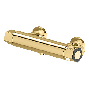 Newform ParkLE Смеситель для душа, настенный, термостатический, цвет: PVD glossy gold/черный матовый