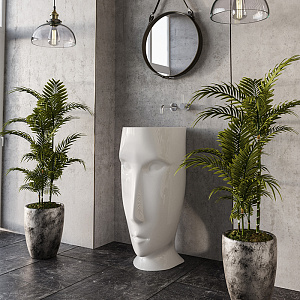 Kerasan Artwork Moloco Раковина 45х51х94.5 см, без отв., напольная, слив в пол, цвет: белый