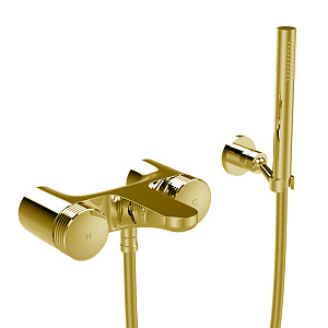 Fima Carlo Frattini Texture Collection Смеситель для ванны, настенный, с ручным душем, цвет: золото