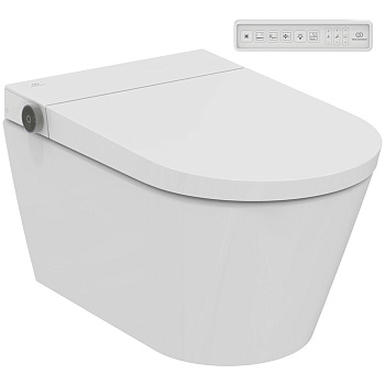 Ideal Standard I.Life E Безободковый унитаз-биде подвесной, электронный, пульт, фен ,форсунка омывания, подсветка, датчик присутствия, цвет: белый глянец