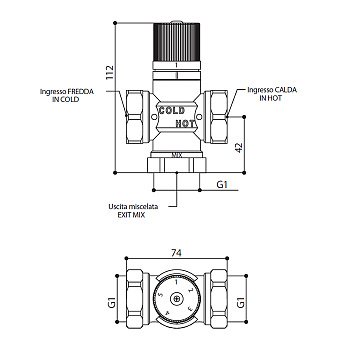 Термостатический клапан для смешивания воды Bongio Elettronici