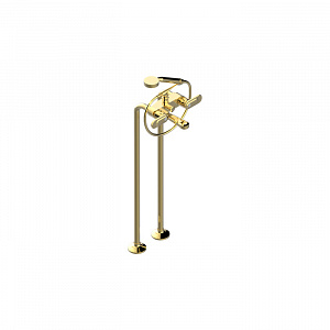 THG CORVAIR A MANETTES FIOR DI BOSCO Смеситель для ванны напольный, с ручным душем и шлангом 1500 мм., цвет: полированное золото