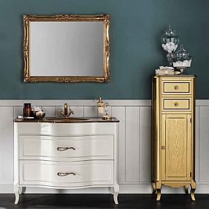 EBAN Rachele Комплект мебели с зеркалом  Aurora, со столешницей (золото) и встроенной раковиной, 108см, напольный, Цвета: BIANCO PERLATO