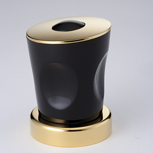 THG Bagatelle pierre noire Вентиль смесителя для раковины, ручка черная, цвет: полированное золото