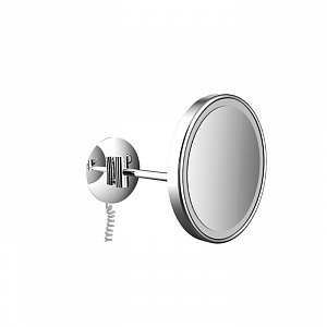 EMCO Pure Зеркало косметическое, LED, Ø203мм, одинарный, snoer, 3x кратное увеличение, подвесной, цвет: хром