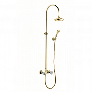 Bongio Rivoli Душевая стойка со смесителем для душа, верхним и ручным душем, цвет: золото/хрусталь