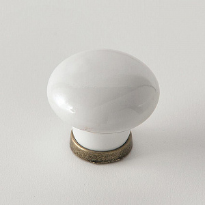 EBAN White Ceramics, ручка-кнопка для мебели, Цвет: белый/керамика