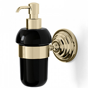 Devon&Devon Black Diamond Дозатор для жидкого мыла, подвесной, черная керамика, цвет: светлое золото