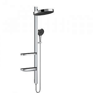 Hansgrohe Showerpipe Душевая система 1jet (верхний душ, штанга, ручной душ, полочки), цвет: хром