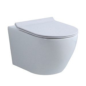 NEMO Унитаз 56x36см., подвесной, безободковый, сиденье микролифт, цвет: белый глянцевый