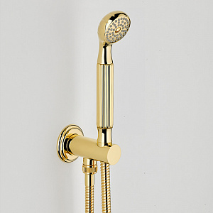 THG Amboise Malachite Душевой комплект с ручным душем, держатель с подводом воды и шланг, цвет: полированное золото