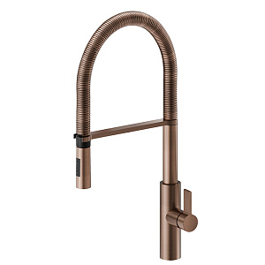 Newform Libera Смеситель для кухни, на 1 отв., поворотный гибкий излив, 2 режима, цвет: brushed copper bronze