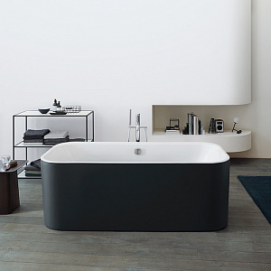Duravit Happy D.2 Plus Ванна акриловая 180х80см, отдельностоящая, бесшовная панель, слив-перелив, цвет: graphite supermatt
