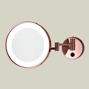 Bertocci Specchi Зеркало косметические, настенное круглое зеркало с LED-подсветкой,выключ.,3кратное увелич, цвет: розовое золото