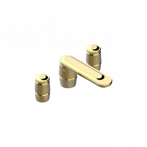 THG CORVAIR Смеситель для раковины на 3 отверстия, для установки на мраморную столешницу, с донным клапаном, цвет: полированное золото