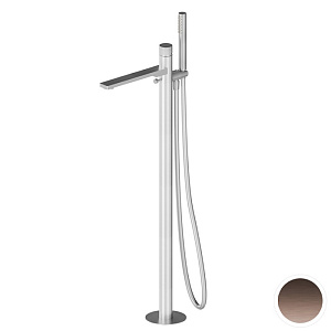 Newform Steel Line Смеситель для ванны, напольный, с ручным душем, цвет: pvd brushed copper bronze