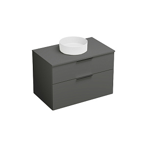 Burgbad Eqio Комплект мебели 90х55х60 см, с керамич. умывальником круглым по центру, цвет белый, без отв под смеситель, ручки GO252, цвет: серый глянцевый