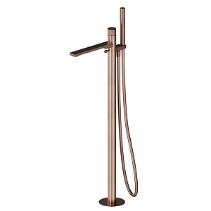 Newform Steel Line Смеситель для ванны, напольный, с ручным душем, цвет: pvd brushed copper bronze