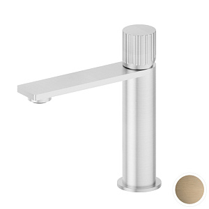 Newform Steel Line Смеситель для раковины, 1 отв., без донного клапана, цвет: pvd brushed pale gold