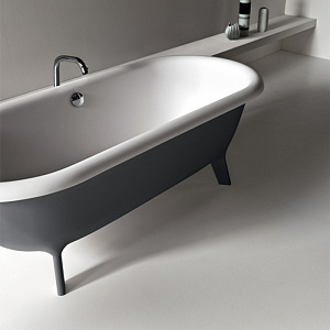 Agape Ottocento Small Ванна отдельностоящая 155x77.5x58 см, слив-перелив полированный хром, цвет: темно-серый