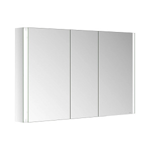 Keuco Somaris Зеркальный шкаф, 120x71x12.8см., 3-дверный-двустор. зеркало, IP 44, с обогревом и плавным закр., корпус: алюминий серебристый