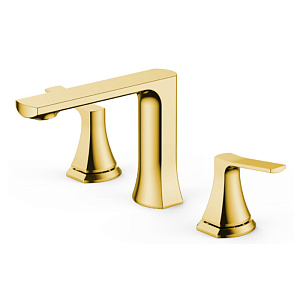 NEMO Prima Смеситель для раковины, 3 отв., с донным клапаном, цвет: брашированное золото