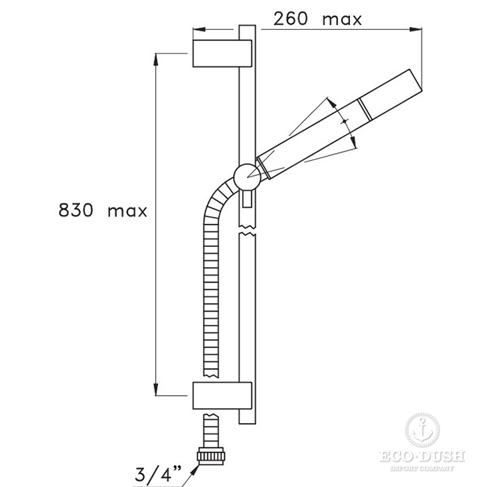 Stella Completamenti Ручной душ с выводом и держателем, цвет: антрацит PVD