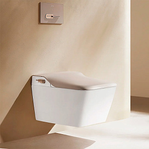 Arrow Glacier Унитаз Smart с функцией биде, 41x60см, подвесной, безободковый, клавиша смыва, цвет: белый / бежевый