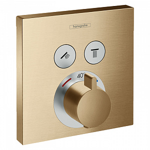 Hansgrohe ShowerSelect Смеситель для душа, термостатический, на 2 источника, внешняя часть, цвет: шлифованная бронза