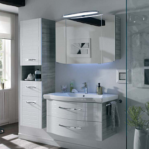 Pelipal Solitaire 6020 Комплект мебели с зеркальным шкафчиком и светильником, 90см, подвесной, Цвет: сангалло серый/ белый глянц 