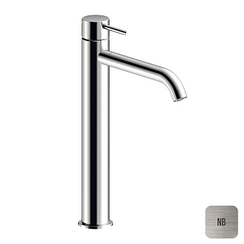 Almar Mixers Смеситель для раковины, высокий, 1 отв., без донного клапана, цвет: никель брашированный