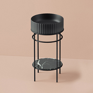 Artceram Vogue Металлическая структура Ø44хh72,5см, напольная, с раковиной, с мраморной полочкой, цвет: черный матовый