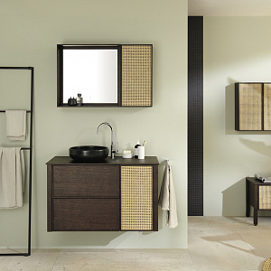 Burgbad MAX Комплект мебели 100х49х72см, подвесной, с раковиной, с зеркалом, с 2 ящиками, цвет: Dark chocolate oak