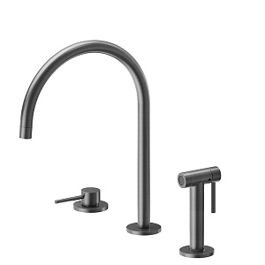 Newform N21 Смеситель для кухни, 3 отв., с ручным душем, цвет: PVD Brushed gun metal