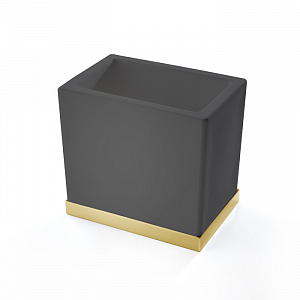 3SC Mood Deluxe Black Стакан настольный, композит Solid Surface, цвет: чёрный матовый/золото 24к. 