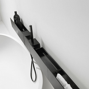 Agape Sen Настенный смеситель для ванны, с ручным душем и шлангом, цвет: черный