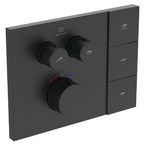Ideal Standard Ceratherm Navigo Solos Смеситель для душа, встраиваемый, термостатический, цвет: Silk Black (Черный матовый)