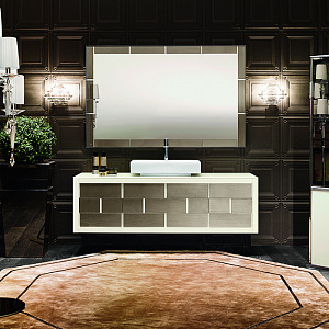 VITAGE milldue edition RITZ Комплект мебели с базой, раковиной PARIGI, зеркалом BERLINO, 181см, подвесной, Цвет: стекло cannete-75/бл. лак riso-09