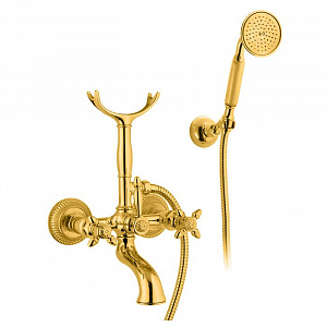 Nicolazzi Impero Смеситель для ванны с 2мя ручками, с переключателем ванна/душ, + комплект руч. душа, цвет: цвет: золото