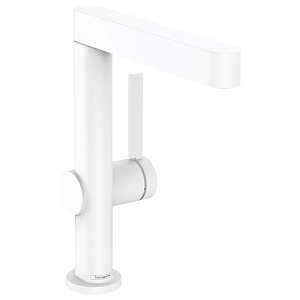 Hansgrohe Finoris Смеситель для раковины, на 1 отв., с поворотным изливом, с донным клапаном, цвет: белый матовый