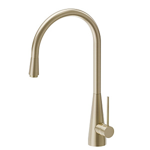 Newform Ycon Смеситель для кухни, на 1 отв., поворотный круглый излив, выдвижная лейка, цвет: brushed pale gold